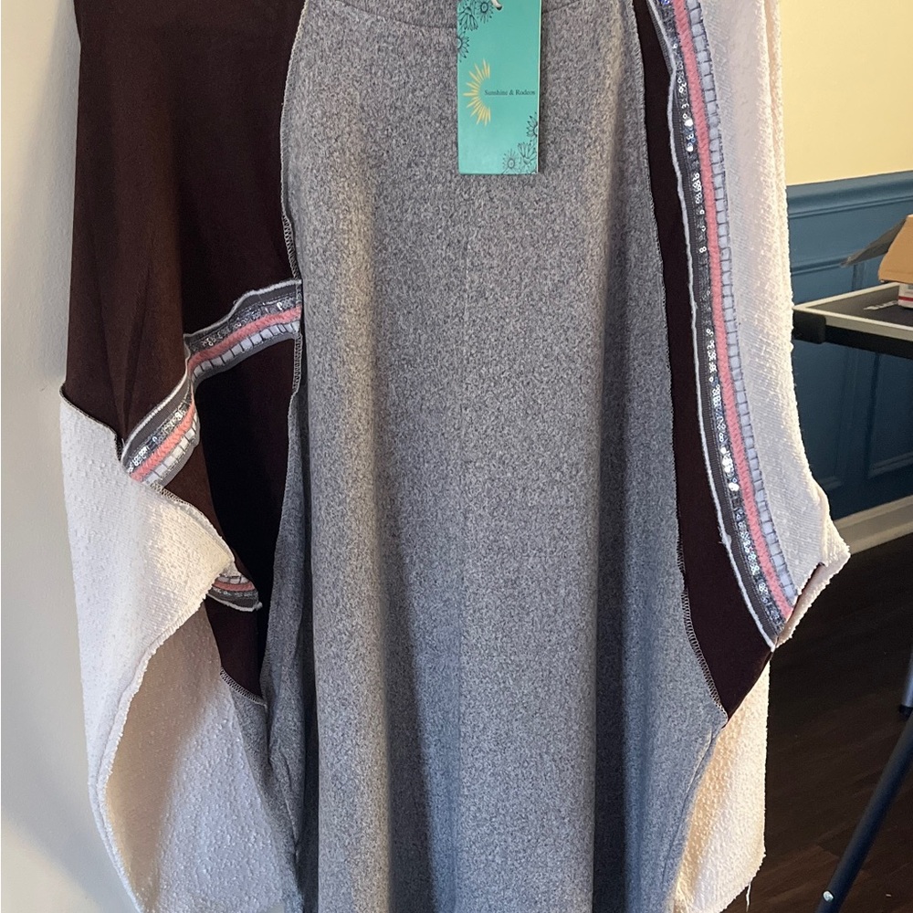 Sunshine and Rodeo eclectic Gray and Brown Women's sweater